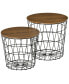 Фото #1 товара Black Brown Nesting End Tables with Storage