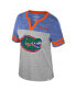 Фото #2 товара Women's Heather Gray Florida Gators Kate Colorblock Notch Neck T-Shirt