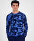 Men's Printed Camo Cashmere Sweater, Created for Macy's Navy Blue Combo, L - фото #1