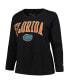 Фото #2 товара Women's Black Florida Gators Plus Size Arch Over Logo Crew Neck Long Sleeve T-shirt
