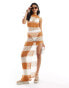 ASOS DESIGN open knit sleeveless beach maxi dress in rust & ivory stripe Rust & Ivory Stripe, XS - фото #2