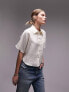 Topshop crop lightweight twill shirt in ivory 44 - фото #7