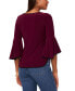 ფოტო #2 პროდუქტის Petite Contrast-Trim Bell-Sleeve Top