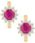 ფოტო #1 პროდუქტის Sapphire (1-1/3 ct. t.w.) & Diamond (1/3 ct. t.w.) Hoop Earrings in 14k Gold (Also in Emerald & Ruby)