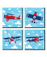 Фото #1 товара Taking Flight - Airplane Home Decor - 11 x 11 inches Wall Art - Set of 4 Prints
