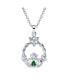 Фото #1 товара Bling Jewelry traditional Irish Kelly Green Cubic Zirconia CZ Celtic Infinity Love Knot Friendship Heart Claddagh Pendant Necklace For Women Teen .925 Sterling Silver