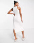 Фото #2 товара ASOS DESIGN Petite knitted racer midi dress in cream