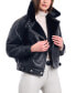 Фото #1 товара Women's Cropped Faux-Leather Motorcycle Coat