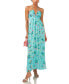 Women's Tie Neck Halter Floral-Print Maxi Dress