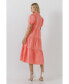 ფოტო #5 პროდუქტის Women's Puff Sleeve Tiered Midi Dress
