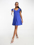 Фото #4 товара JDY ruffle sleeve mini skater dress in bright blue