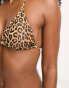 Pieces triangle bikini top in leopard print