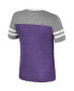 Big Girls Purple, Heather Gray Kansas State Wildcats Summer Striped V-Neck T-shirt