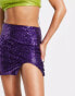 Simmi exclusive 90's sequin mini skirt with slit co-ord in lilac