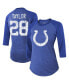 ფოტო #1 პროდუქტის Women's Threads Jonathan Taylor Royal Indianapolis Colts Player Name and Number Raglan Tri-Blend 3/4-Sleeve T-shirt