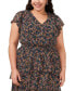 Фото #4 товара Plus Size Floral-Print Flutter-Sleeve Fit & Flare Dress