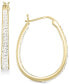 ფოტო #1 პროდუქტის Crystal Oval Hoop Earrings in 18K Yellow Gold Over Silver or Sterling Silver