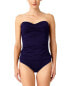 Фото #4 товара Anne Cole 296108 Solid Twist Front Shirred Bandeau Tankini Swim Top, Navy, Small