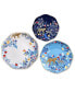 Фото #1 товара Тарелки костяные из костяной фарфоровой посуды Jessie Zhao New York amazon Rainforest в синем цвете, набор из трех