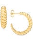 Polished Croissant Twist Small Hoop Earrings in 14k Gold-Plated Sterling Silver, 18mm