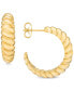 ფოტო #1 პროდუქტის Polished Croissant Twist Small Hoop Earrings in 14k Gold-Plated Sterling Silver, 18mm