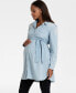 ფოტო #6 პროდუქტის Women's Cotton Chambray Belted Maternity Tunic