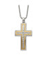 Фото #1 товара Chisel brushed Yellow IP-plated CZ Cross Pendant Box Chain Necklace