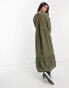 ASOS DESIGN chuck on smock midi dress in khaki