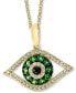 ფოტო #1 პროდუქტის EFFY® Tsavorite (1/5 ct. t.w.) & Diamond (1/8 ct. t.w.) Evil Eye 18" Pendant Necklace in 14k Gold