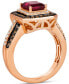 ფოტო #2 პროდუქტის Raspberry Rhodolite (1-7/8 ct. t.w.) & Diamond (7/8 ct. t.w.) Double Halo Ring in 14k Rose Gold