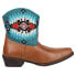 Roper Dusty Beaded Southwest Snip Toe Cowboy Womens Blue, Brown Casual Boots 09