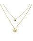 ფოტო #1 პროდუქტის Fluttering Elegance: Gold Butterfly Two Layer Necklace