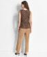 ფოტო #2 პროდუქტის Petite Sleeveless Ruched Cheetah-Print Top