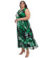 Plus Size Sleeveless Printed Midi Dress