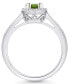 ფოტო #3 პროდუქტის Peridot (1 ct. t.w.) and Diamond (1/5 ct. t.w.) Halo Ring in 14K White Gold