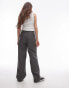 Topshop seam detail straight leg faux leather trouser in grey