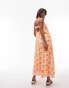 Topshop broderie strappy chuck on midi dress in orange floral