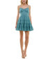 ფოტო #4 პროდუქტის Juniors' Tiered Lace-Up Ruffled Mini Dress