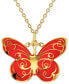 Enamel Butterfly 18" Pendant Necklace in 14k Gold