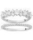 2-Pc. Set Cubic Zirconia Horizontal Cluster Ring & Fitted Band in Sterling Silver, Created for Macy's