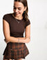 Cotton On tie detail backless crop top in dark brown