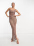 Фото #7 товара Style Cheat metallic crochet side split maxi dress in bronze