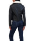 ფოტო #2 პროდუქტის Women's Sebby Collections Faux Leather Moto Jacket With Detachable Faux Fur Collar