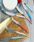 Laguiole Coral and Turquoise Cheese Knife and Spreader Set, 7 Piece