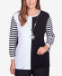 Women's World Traveler Colorblock Striped Sleeve Sweater with Necklace