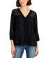 ფოტო #1 პროდუქტის Women's 3/4-Sleeve Embroidered Lace Top, Created for Macy's