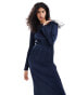 Фото #4 товара ASOS DESIGN high neck crinkle maxi dress in navy