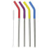 COLOURWORKS Stainless Steel Reusable Metal Straws And Cleaner Brush Set 4 Units