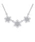 Holiday Party Cubic Zirconia Solitaire CZ Accent Christmas Frozen Winter Sparkling Dainty 3 Multi Snowflake Choker Necklace For Women Sterling Silver