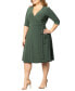 Фото #2 товара Plus Size Essential Wrap Dress with 3/4 Sleeves